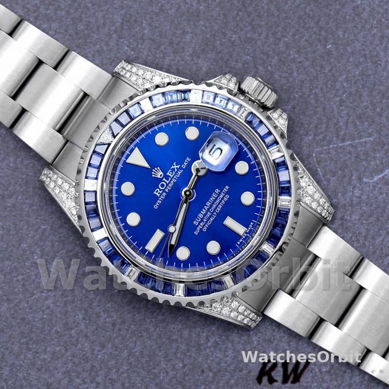 Rolex Submariner Date 116610LN Custom Diamond Stainless Steel Blue Dial 40MM Mens Replica Watch