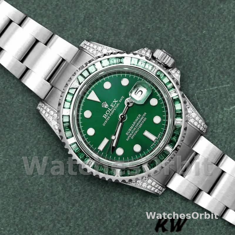 Rolex Submariner Date 116610LN Custom Diamond Stainless Steel Green Dial 40MM Mens Replica Watch