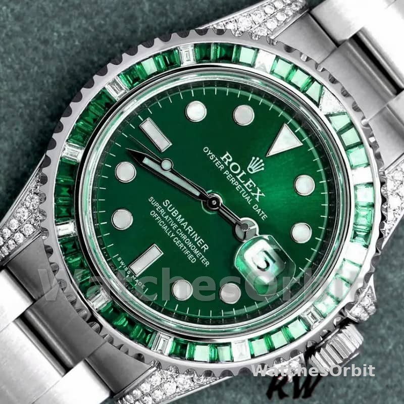 Rolex Submariner Date 116610LN Custom Diamond Stainless Steel Green Dial 40MM Mens Replica Watch
