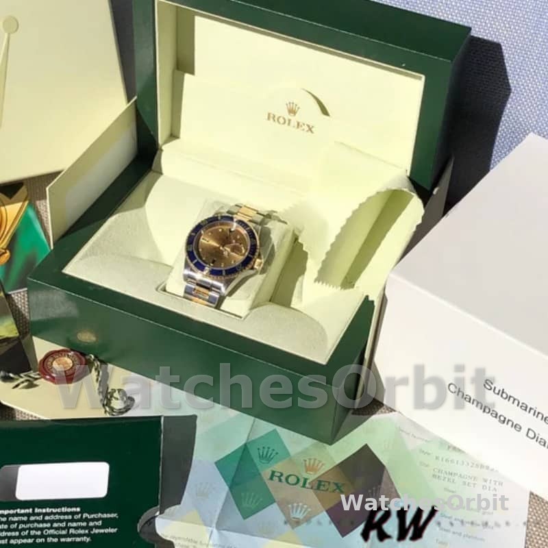 Rolex Submariner Date 16613 Champagne Serti Dial 40mm Mens Replica Watch