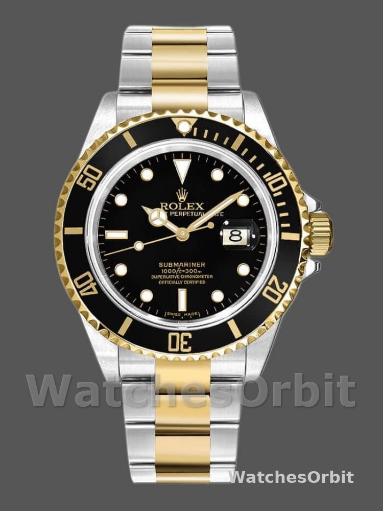 Rolex Submariner Date 16613LN Yellow Gold Stainless Steel Black Dial 40mm Mens Replica Watch