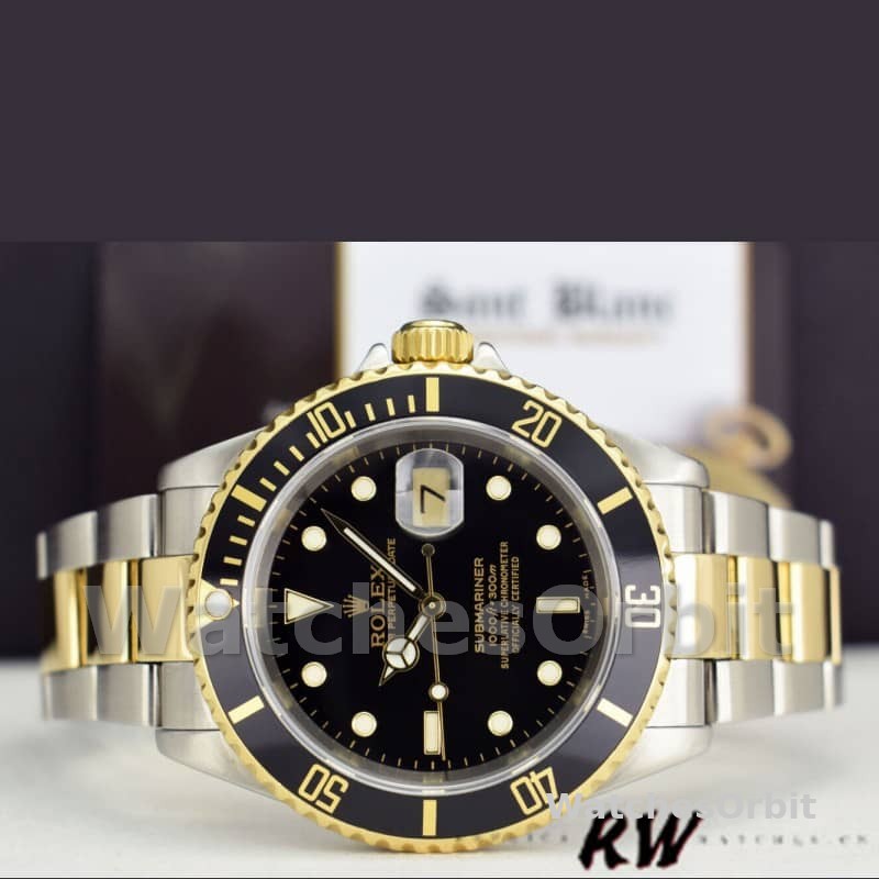 Rolex Submariner Date 16613LN Yellow Gold Stainless Steel Black Dial 40mm Mens Replica Watch