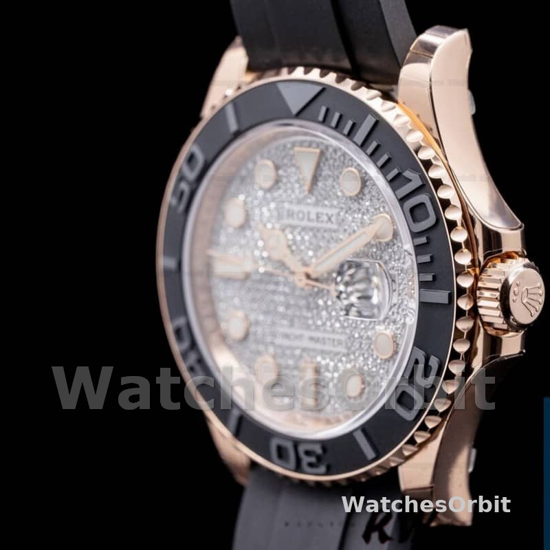 Rolex Yacht-Master II 126655 Diamond Pave Dial Rose Gold 40mm Mens Replica Watch